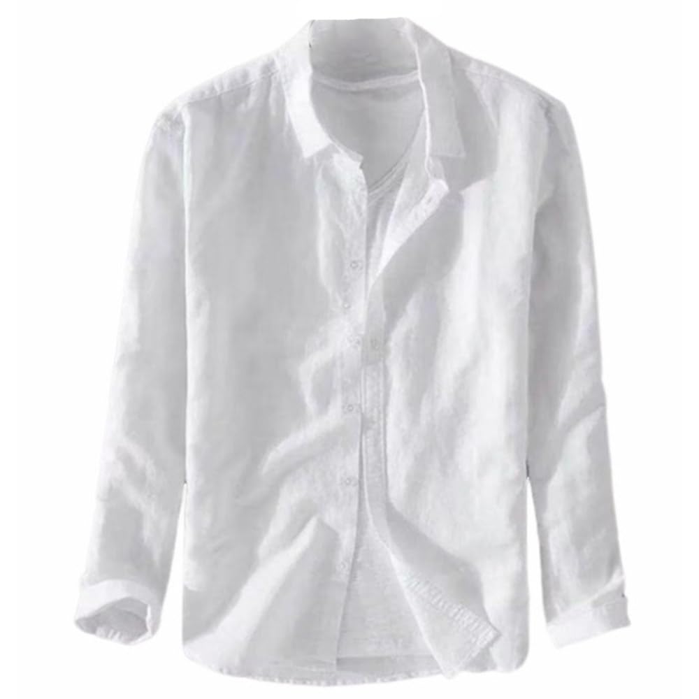 Amazon.co.jp: リネンシャツ 長袖シャツ メンズシャツ麻混 麻 トップス